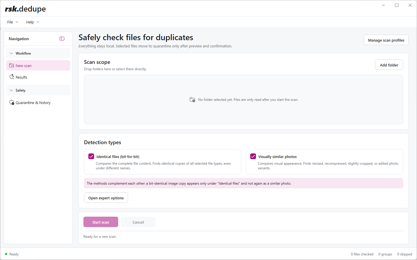 rsk.dedupe user interface