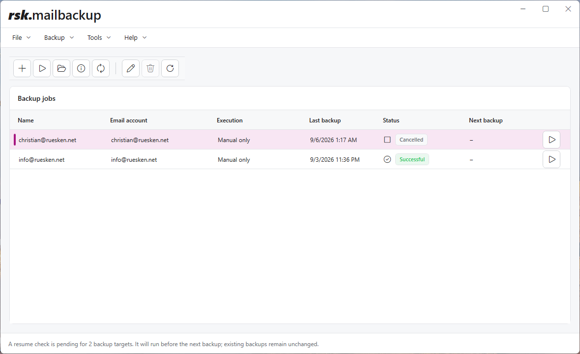rsk.mailbackup user interface