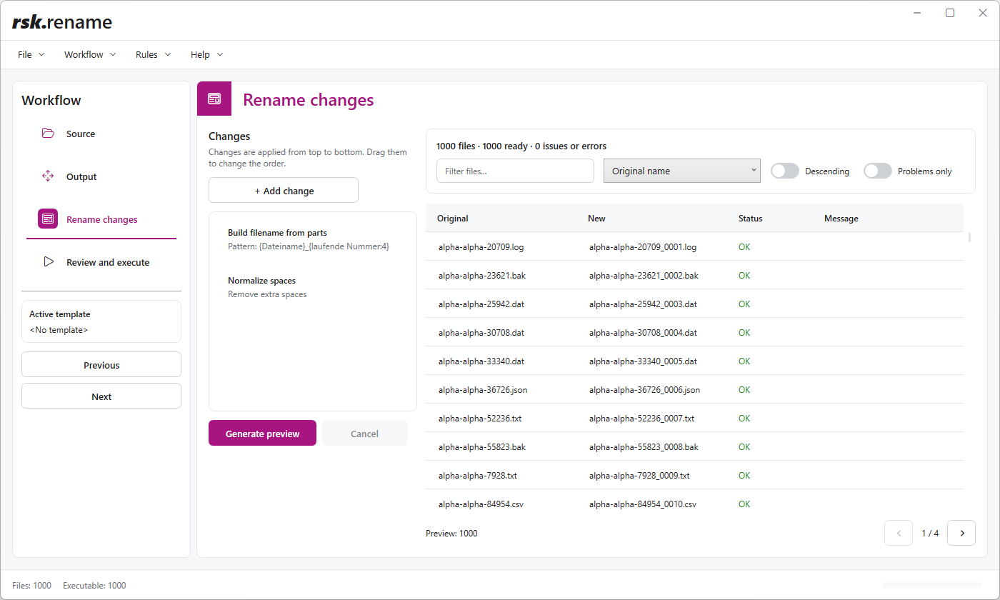 rsk.rename user interface