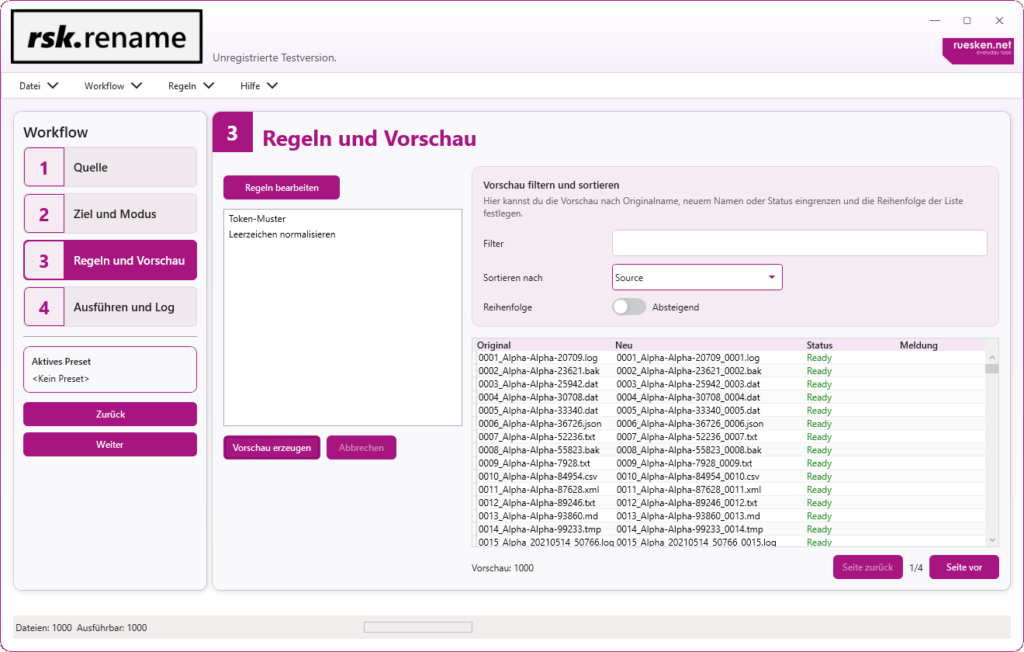 Step 3 Livevorschau
